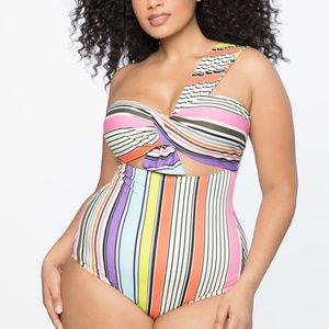 NWT Eloquii One Shoulder Twist Front Swimsuit